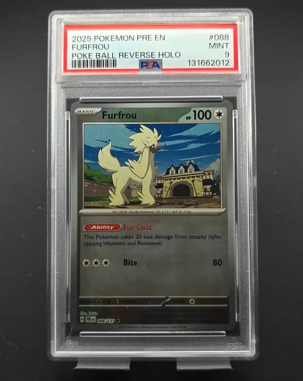 Furfrou Pokeball reverse holo 088/131 Psa9