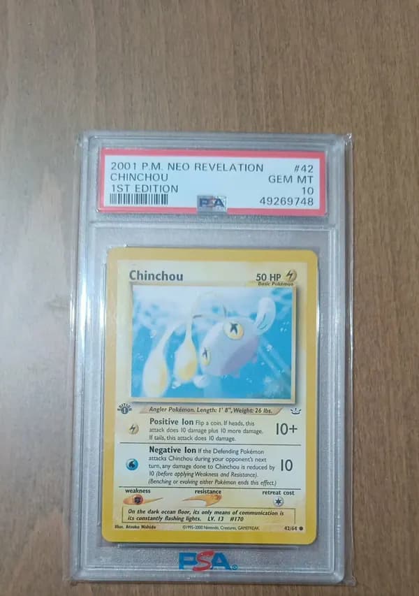 Chinchou 1st edition Neo Revelation Psa 10 image 1