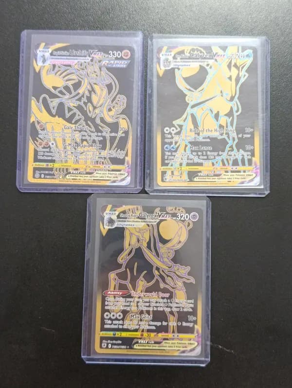 Set of 3 VMax gold cards from sword and shield era image 1