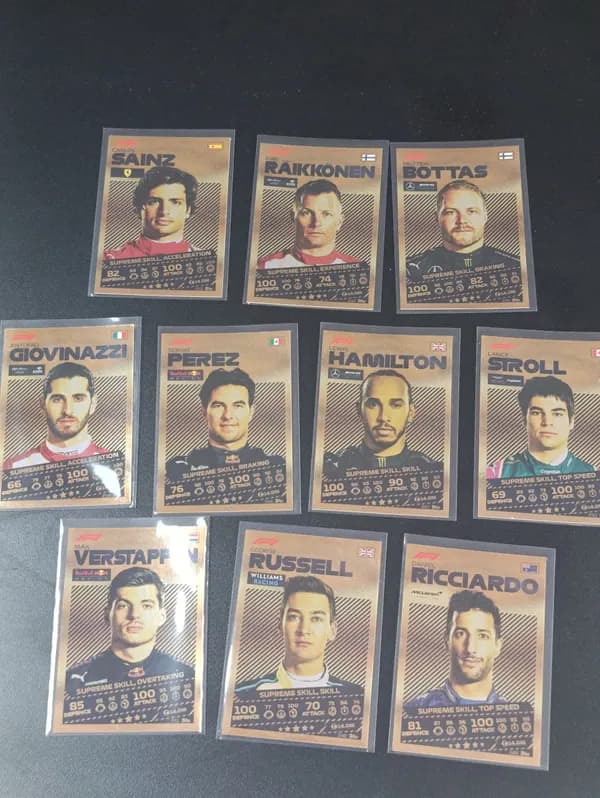 Lot of 10 F1 gold cards 2021 Topps image 1