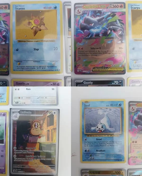 Shadowless Staryu, Charizard, fullart Raticate, vintage Seel, Pokeball image 1