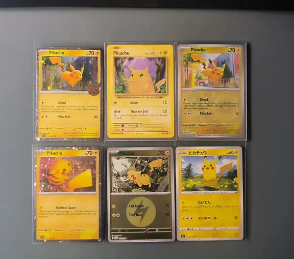 ⚡ Pika Pika - 6 Pikachu Cards ⚡